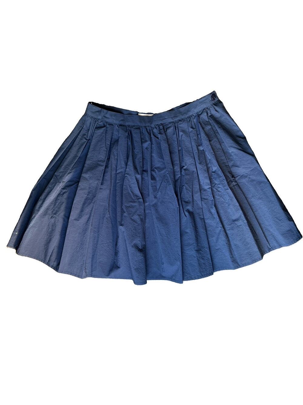 Moncler Navy Pleated Mini Skirt Size 42 US M Cotton Side Zip Italy Luxury EUC